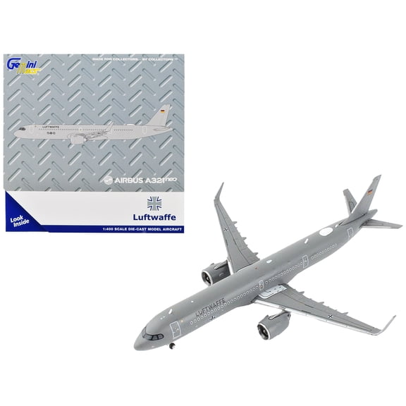 Airbus A321neo Transport Aircraft "German Luftwaffe" Gray "Gemini Macs" Series 1/400 Diecast Model Airplane by GeminiJets