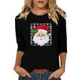 thumbnail image 2 of Gamivast Christmas Tshirts Women Casual 3/4 Sleeve Shirts Dressy Round Neck Holiday Blouses Loose Fitted Santa Printed Party Tops Trendy Winter Fashion Outfits 2025, 2 of 5