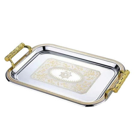 

1Pc European Style Tray Double Handles Tray Retro Fruit Plate Tray for KTV