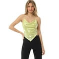 thumbnail image 5 of Made by Olivia Women's Shiny Metallic Tie Back Hanky Hem Halter Neck Cami Bandana Top, 5 of 7