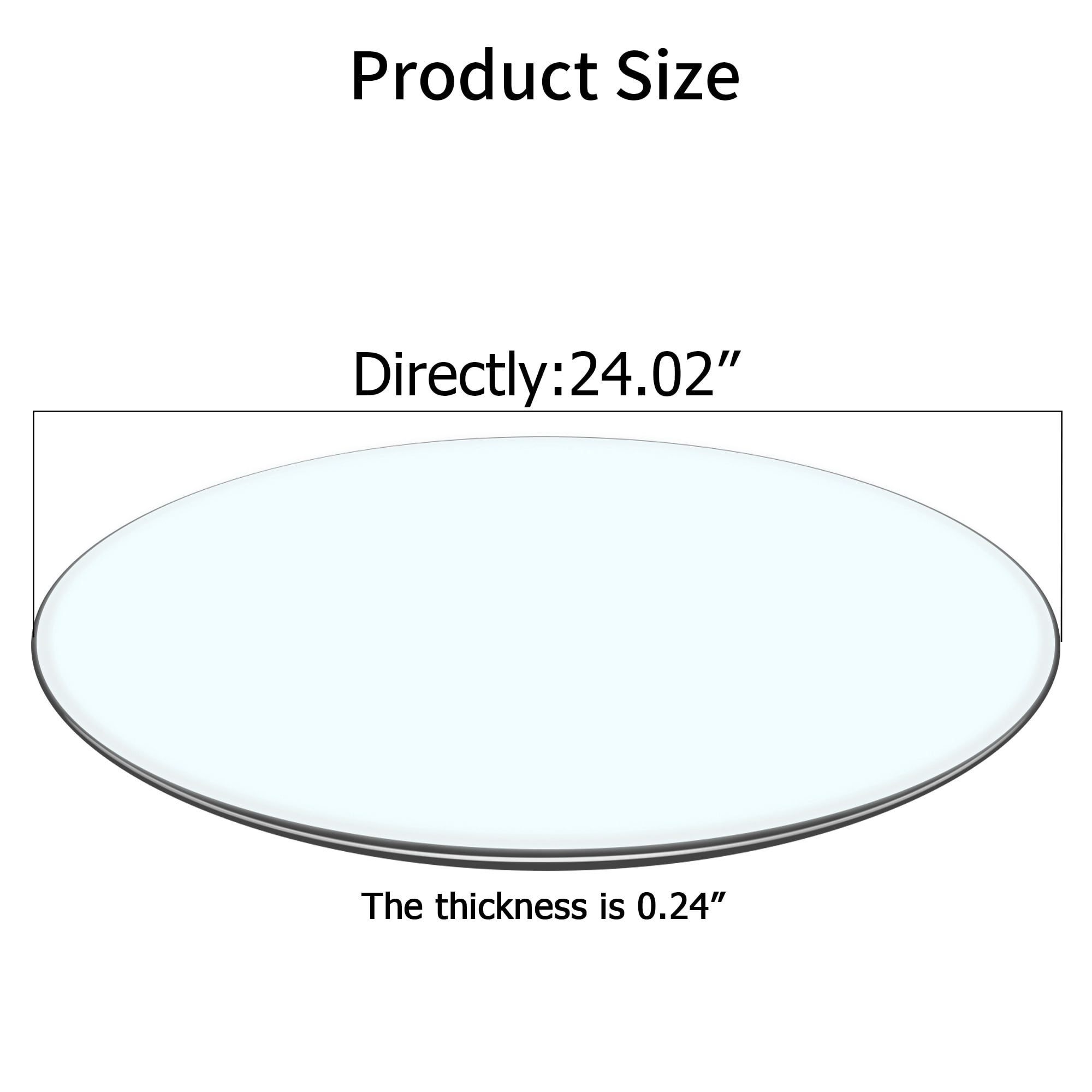 24 Inch Round Tempered Glass Table Top, 0.24" Thick Clear Transparent Glass Sheet with Smooth Polished Edge, Custom Replacement Glass Top for Coffee Tables & Side Tables