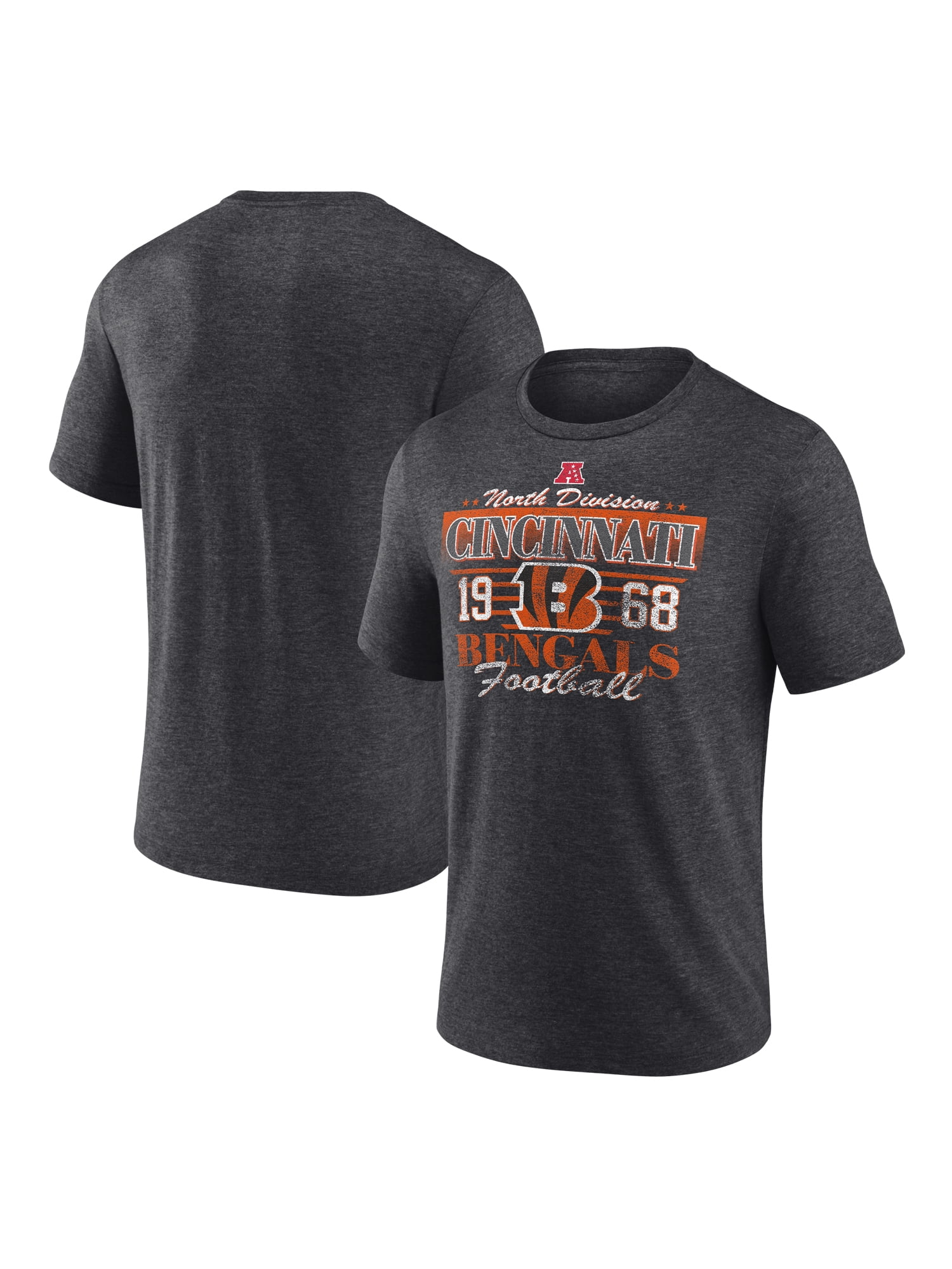 NFL Cincinnati Bengals Men's Synthetic Charcoal Heather Short Sleeve T-Shirt