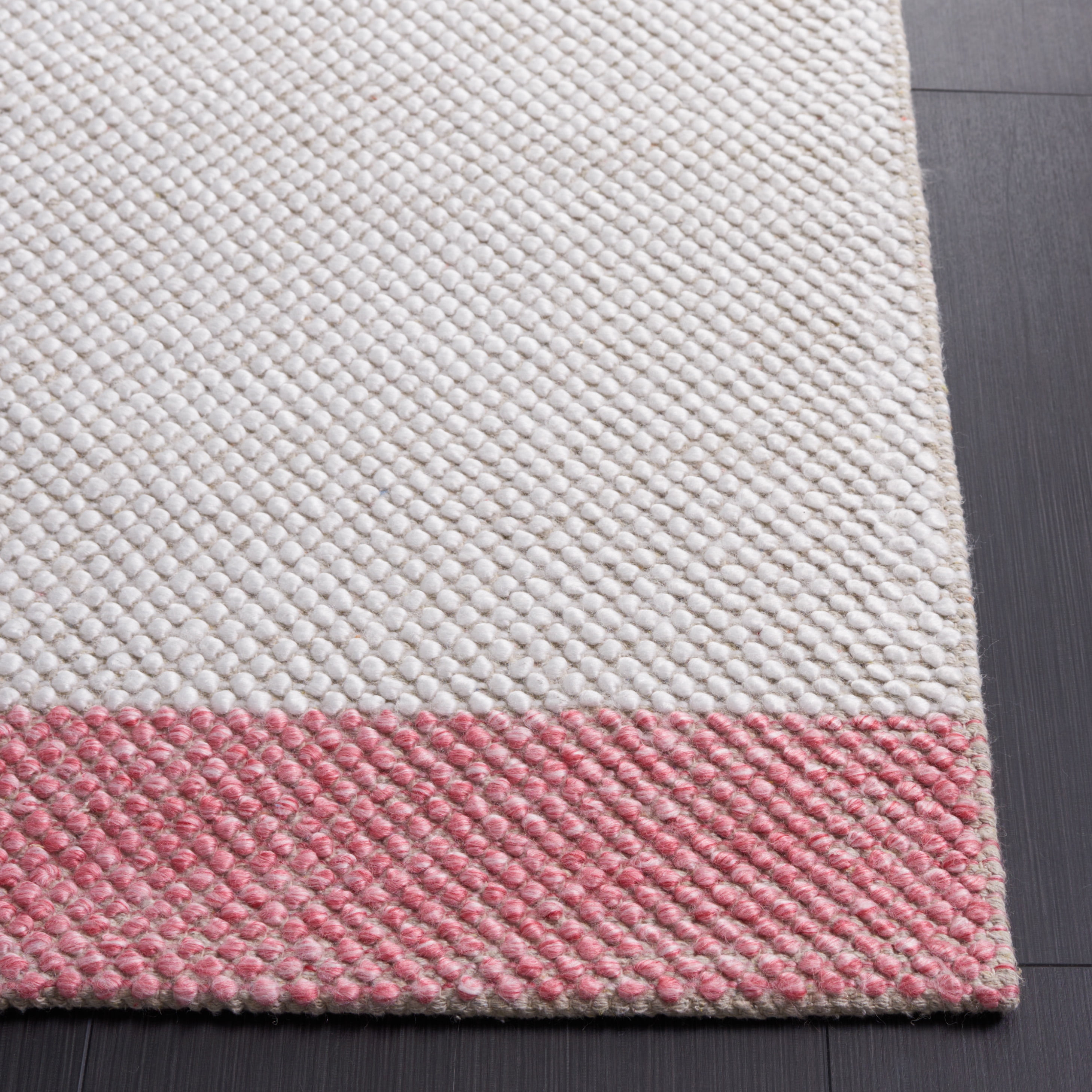 SAFAVIEH Natura Marina Striped Wool Area Rug, Ivory/Pink, 4' x 6'
