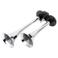 thumbnail image 4 of CCIYU Chrome Zinc Silver Red Trumpet Air Horn with Compressor, Dual Trumpet Car Train Horn with Compressor for Any 12V Vehicles Trucks Lorrys Trains Boats Cars Vans, 4 of 5