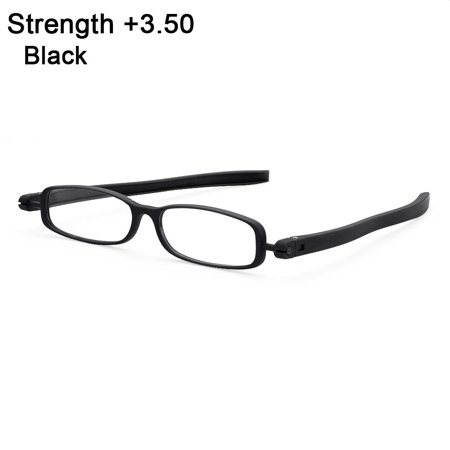 +1.00~+4.0 Diopter Reading Computer Resin Vision Care 360 degree Rotation Folding Reading Glasses Eyewear Presbyopia Eyeglasses BLACK STRENGTH +3.50