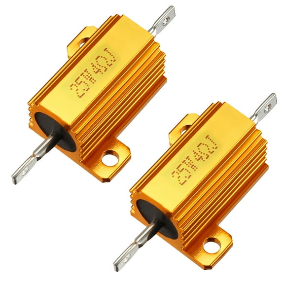 25W 4 Ohm Aluminium Housing Chassis Mount Wirewound Power Resistors Gold 2pcs
