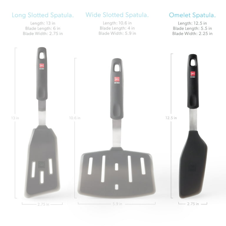 DI ORO Silicone Turner Omelet Spatula onstick Cookware Black DO Designer  Series