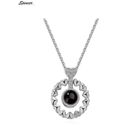 Circular Jewelry - Spencer Women's Projection Pendant Necklace, The Memory of Love Necklace, 100 languages of I LOVE YOU for Mum Lover Gifts