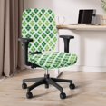 thumbnail image 3 of SCRAWLGOD St. Patrick's Day Clover Diamond Grid Print Green White 2 Piece Sets Comfortable Office Chair Slipcover Stretchable Breathable Gaming Chair Covers Stain Resistant Removable Chair Protector, 3 of 7