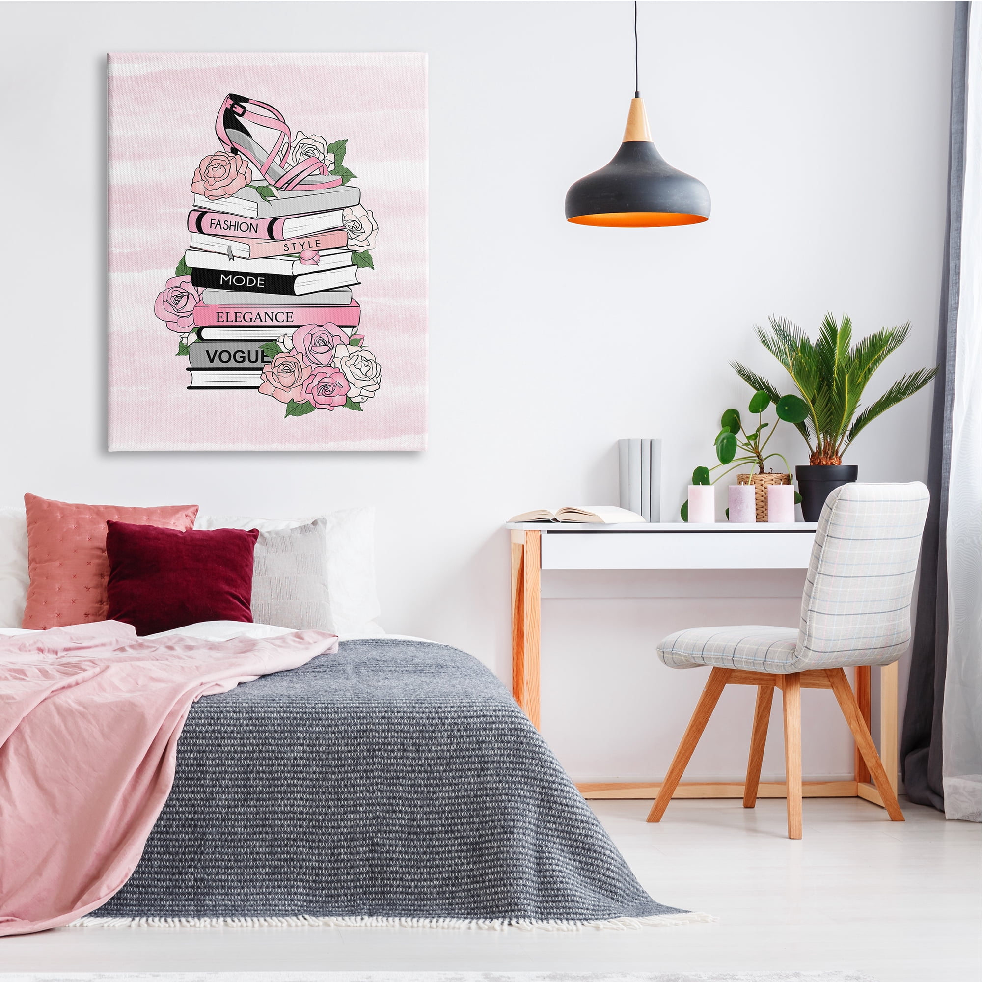 Stupell Industries Fashion Style Elegance Phrases Glamourous Flowered Bookstack ,36 x 48, Design by Martina Pavlova