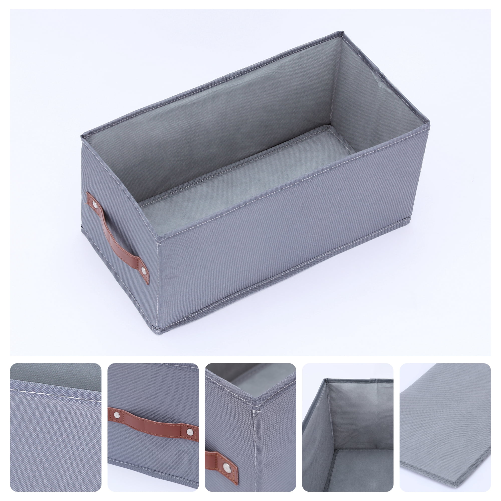 Unique Bargains Storage Cube Fabric Foldable Basket with Handles for Shelves 1pcs Grey M