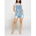 thumbnail image 7 of Womens Cute Denim Romper Overall Shorts – Raw Hem Bib Shortalls CTB686, 7 of 7