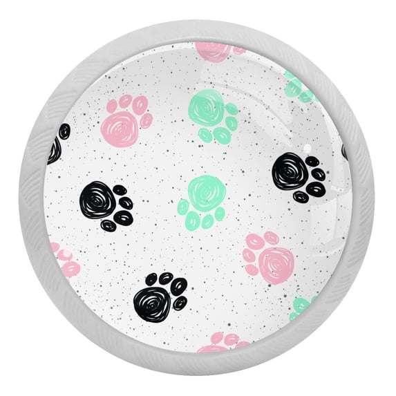 4PCS Round Paw Cabinet Fluorescence Knob Glowing in the Dark Furniture Drawer Pulls Handle with Screws