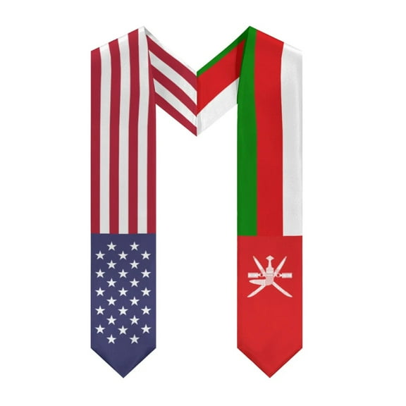 More design Graduation shawl Oman Flag & United States Flag Stole Sash Honor Study Aboard International Students
