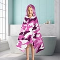 thumbnail image 6 of Purple Pink Camo Classic Shapes Pattern Hooded Bath Towel，50"x30" for Ages 3 To 12 Kids, Quick Dry Lightweight Soft Microfiber Hood Beach Towel Cover Up for Kids, 6 of 7