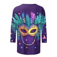 thumbnail image 5 of YUGYXL Mardi Gras 3/4 Sleeve Tshirts for Women Plus Size Novelty Mask Graphic Shirts Summer Crew Neck Loose Comfy Blouse Ladies Soft Tunic Tees Carnival Themed Tops, 5 of 5