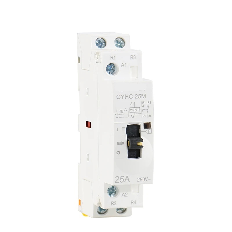 Manual Control Household Contactor Din Rail Type Modular Contactor 2P 16A 20A 25A 2NO or 2NC 220V