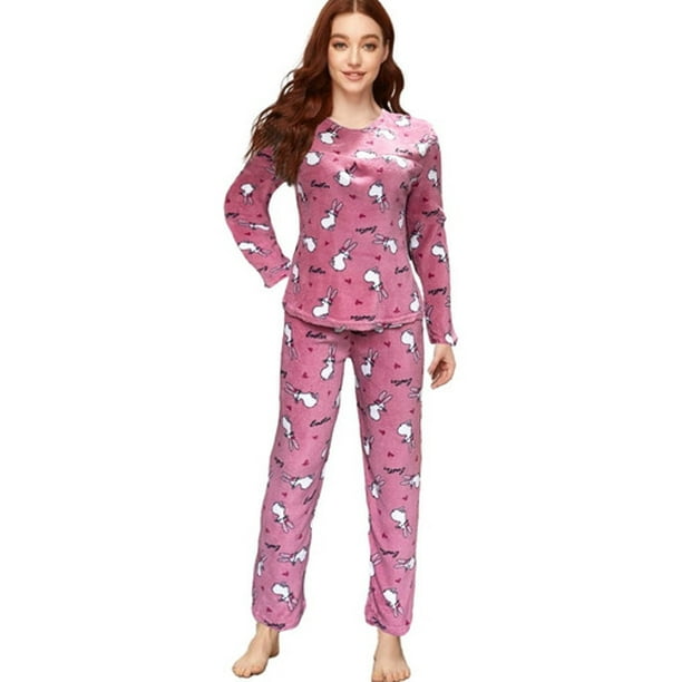 Pijama Polar Mujer Con Capucha Set 2 Pza Dama Diseño Estampa LOLE Pijama