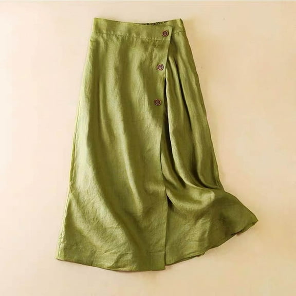 YOUSNH Women's Casual Half Skirt A Line Skirt Summer Cotton Medium Length Elastic Waist Large Skirt Womens Skirts GN1 M