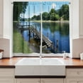 thumbnail image 2 of Ambesonne Outdoor Kitchen Curtains, Waikato River Hamilton, 55"x39", Green Blue Grey, 2 of 3