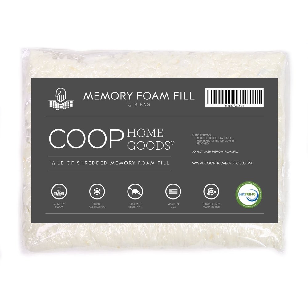Coop Home Goods Adjustable Shredded Memory Foam and Poly Fiber Fill