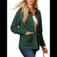 thumbnail image 2 of Chaqueta Acolchada Informal para Mujer, Camisa de Larga con Cuello Abotonado, Chaqueta de Otoño con Bolsillos Verde Oscuro XXL, 2 of 8