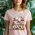 thumbnail image 5 of Halloween Bookshelf Shirt | Cute Ghost and Cat Reading Tee for Book Lovers, CarolinaBlue, Size 3XL, 5 of 6