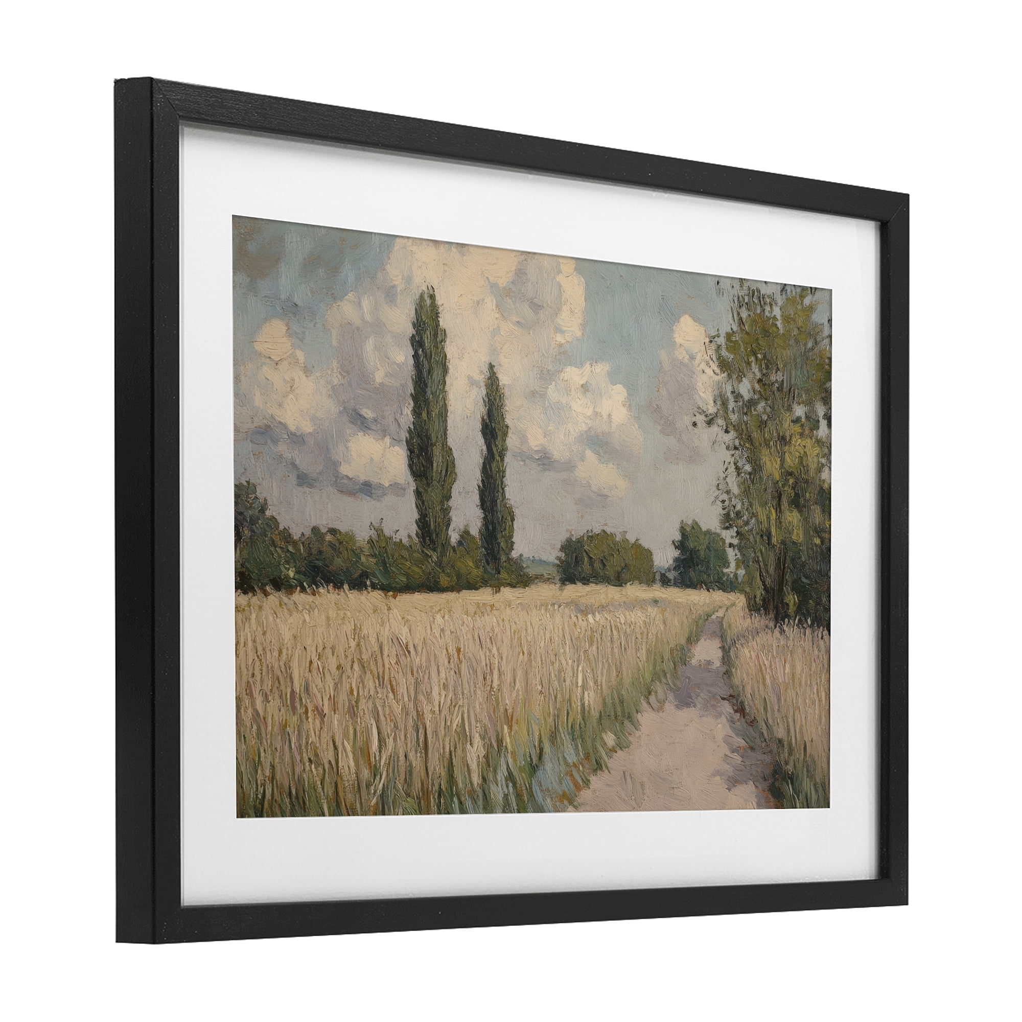 Stupell Industries Summer Path Between Poplars Black Framed Print Under Glass, design by Petal Prints Design