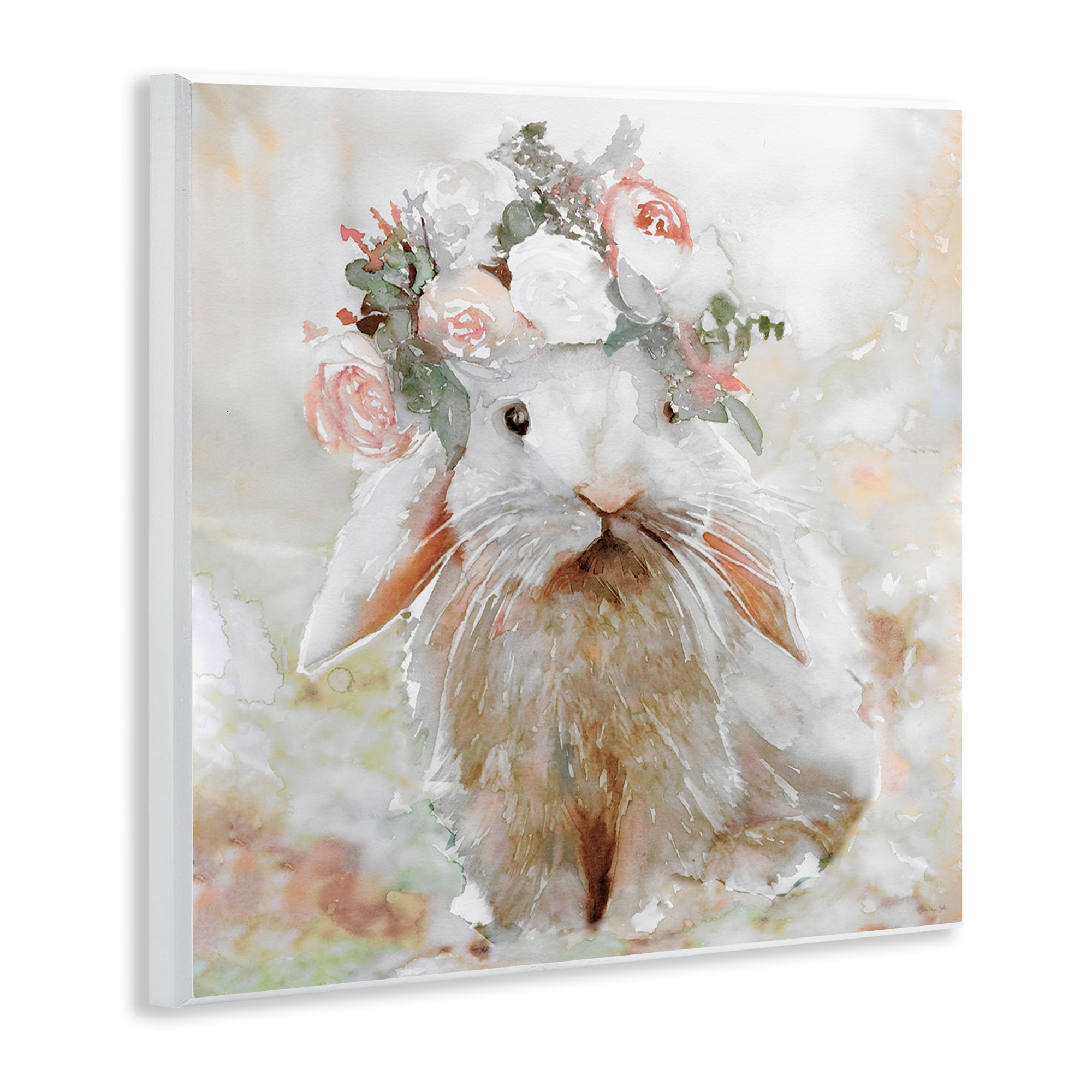 Stupell Industries Spring Floral Bunny Animals & Insects Painting Unframed Art Print Wall Art, 12 x 12