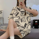 thumbnail image 1 of Pijamas a rayas de manga corta de verano para mujer, ropa holgada para el hogar con bonitos dibujos animados para primavera y otoño, 1 of 5