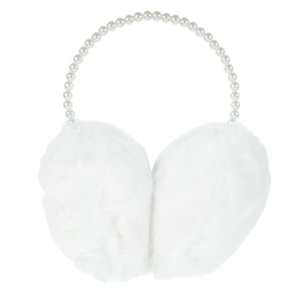 HOOWIFFY White Plush Furry Earmuffs for Women, Warm Winter Ear Muffs Set, Cozy Outdoor Cold Weather Accessory