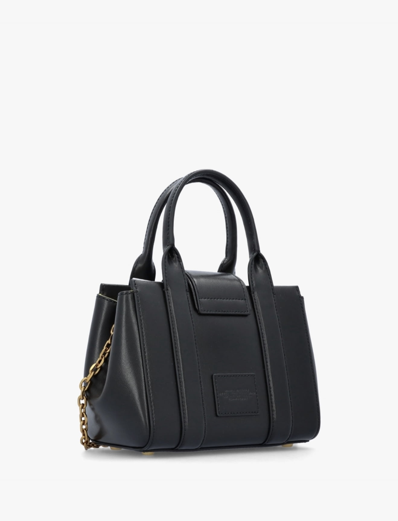 Marc Jacobs The Mini Turnlock Leather Crossbody Tote Bag In Black 