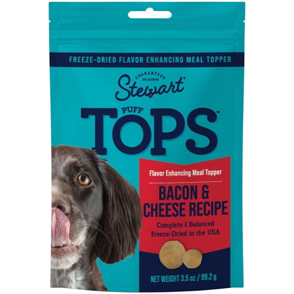 Stewart Freeze Dried Dog Food Topper PuffTops Bacon & Cheese - 3.5 oz. Pouch