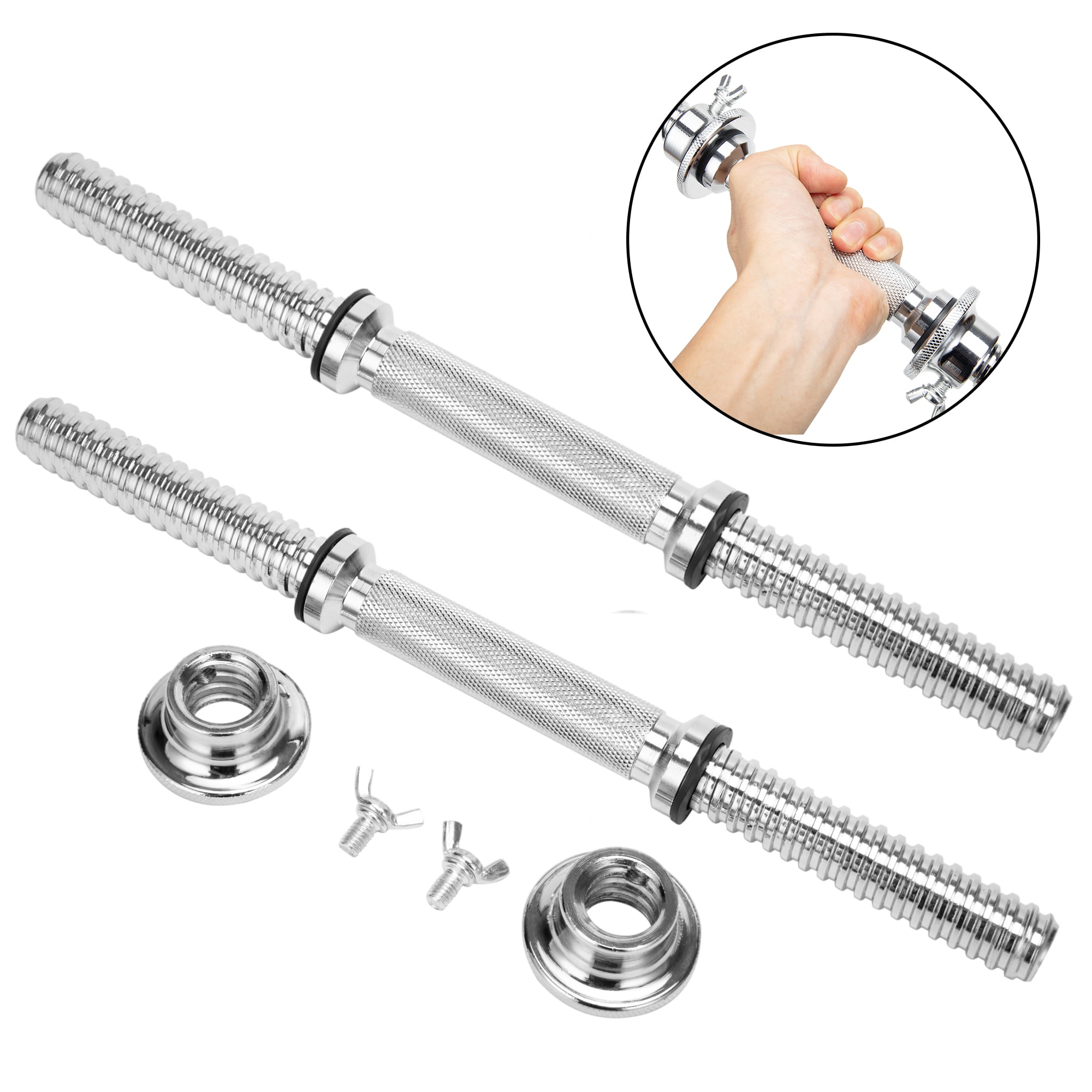 Pair Of Solid Stainless Steel Dumbbell Bars Dumbell Lifting Home Gym Fitness 18" 