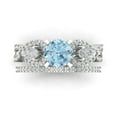 thumbnail image 2 of 1.89 ct Brilliant Round Cut Natural Aquamarine 18K White Gold Solitaire with Accents Engagement Bridal Wedding Ring Band Set size 4.5, 2 of 7