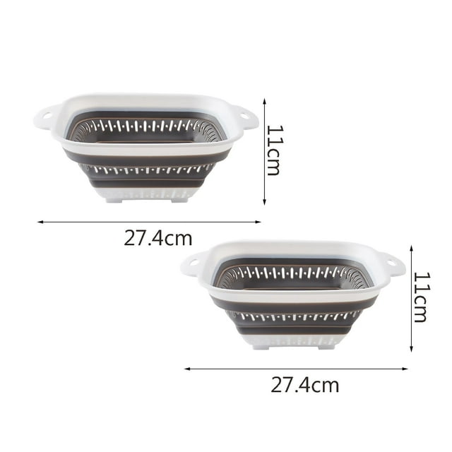 Oleegame 2PC Stainless Steel Cutlery Set Collapsible Colander Strainer with Plastic Handles Foldable Storage Basket Pink