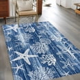 thumbnail image 2 of Navy Blue Coastal Area Rugs 3'x5', Small Throw Rugs for Living Room Bedroom, Summer Beach Nautical Starfish Coral Vintage Indoor Outdoor Rug Non-Slip Low Pile Carpet Runner Reversible Floor Mats, 2 of 8