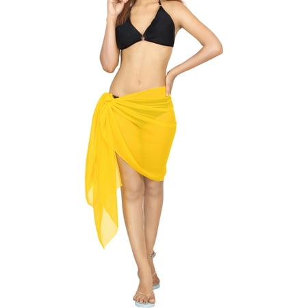 HAPPY BAY Sarongs Coverups Women s Beachwear Summer Swimsuit Short Beach Wraps Skirt Swimwear Bikini Cover-ups Swim Cover up Bottom One Size Corn  Solid
