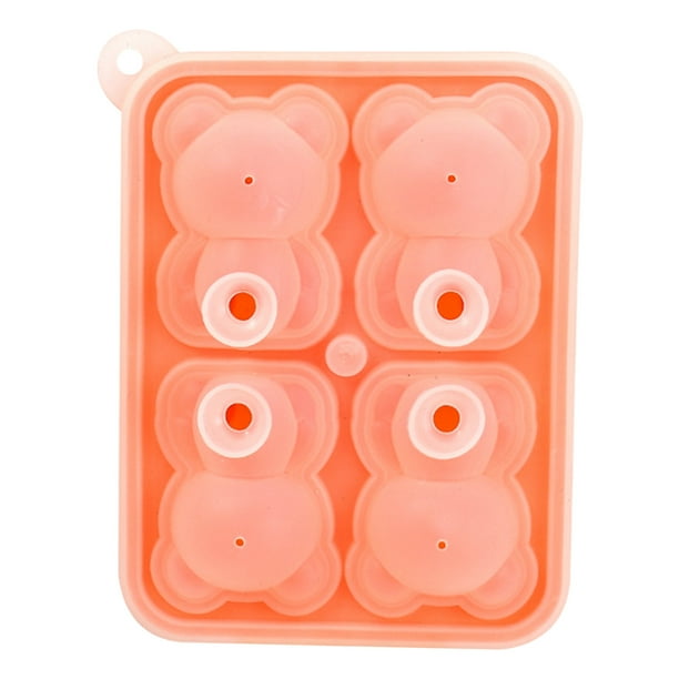 Molde de silicona para hacer hielo con forma de oso | Linda bandeja de cubitos de hielo con paletas | Material antiadherente duradero y de fácil liberación | Hace bolas de hielo, paletas heladas