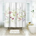 thumbnail image 2 of Extra Long Floral Wildflowers Plants Shower Curtain 72Wx78H Herbs Botanical Watercolor Flower Botanical Retro White Decor Fabric Bathroom Polyester Waterproof Plastic Hooks 12 Pack RY-OISL, 2 of 5