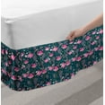 thumbnail image 2 of Flamingos Bed Skirt, Exotic Bird Pattern with Flowers Hearts and Raindrops Tropical, Elastic Bedskirt Dust Ruffle Wrap Around for Bedding Decor, 4 Sizes, Dark Green Pale Pink, by Ambesonne, 2 of 2