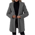 thumbnail image 2 of Ofreoo Jackets for Women Solid Color Long Sleeved V-neck Loose Casual Coat Fall Winter Tops, 2 of 8