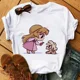 thumbnail image 1 of Camiseta con estampado con dibujo de princesa de Disney para mujer, pantalón corto informal a la moda, camisetas de manga, camisetas con estampado gráfico de dibujos animados de los años 90, 1 of 4