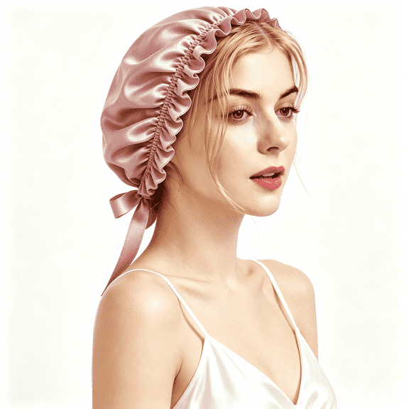 SUSWIM 16 Momme 100% Mulberry Silk Double-Layer Sleep Hair Cap, Adjustable Silk Sleep Cap，Wide lace-up