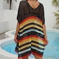 thumbnail image 4 of gakvbuo Swimsuit Cover Up For Women Sexy Crew Neck Side Slit Crochet Tops Bathing Suit Cover Up Knitted Coverup Dresses Beach Outfits, 4 of 4