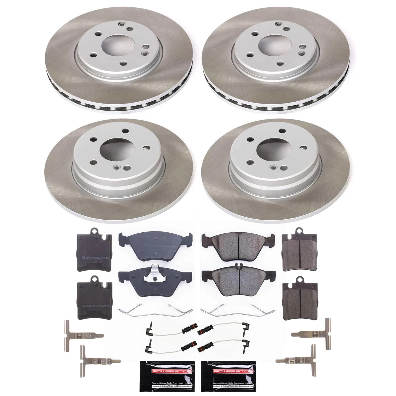 PowerStop Front and Rear Semi-Coated Rotor and Low-Dust Ceramic Brake Pad Kit SC2786