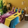 thumbnail image 2 of Ambesonne Emoji Fitted & Top Sheet Set with Shams, Contrast Color Sculptures Art, Mustard Black and Pale Ruby, 2 of 5