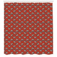 thumbnail image 3 of Sailboat Shower Curtain, Cutter with Anchor Pattern and Nautical Striped Canvas, Fabric Bathroom Set with Hooks, 69W X 70L Inches, Ruby Pale Sea Green and Night Blue, by Ambesonne, 3 of 3