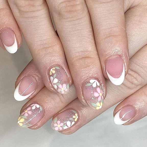 Press on Nails Short Oval Fake Nails with Burgundy French Tip Design Glue on Nails Burgundy Full Cover Nails Press ons Glossy Acrylic False Nails Artificial Stick on Nails for Women Girls 24Pcs