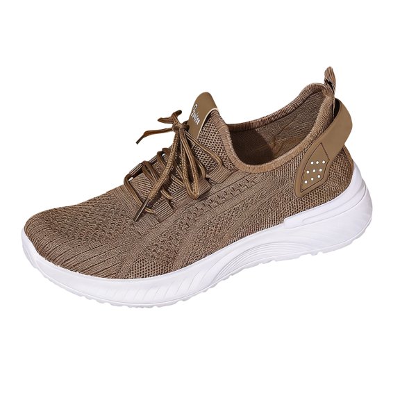 NOKIO Women 𝖫a𝖼e Up Sneakers Lightweight Knit Sport Shoes Breathable Gym Workout Shoes Comfortable Soft Sole Running Shoes for Hiking Jogging Training Wear